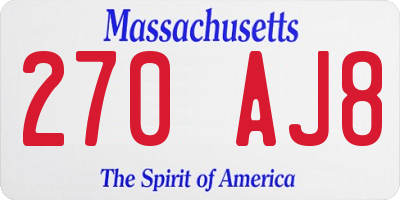 MA license plate 270AJ8