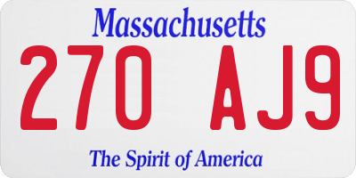 MA license plate 270AJ9