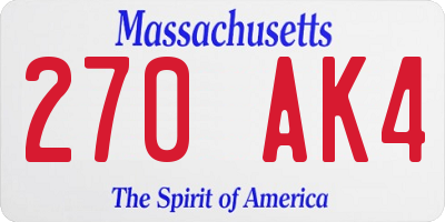MA license plate 270AK4