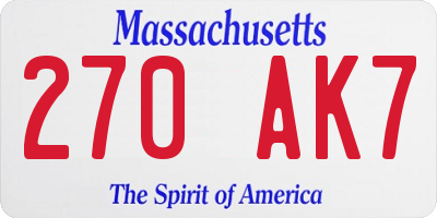 MA license plate 270AK7