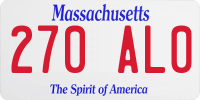 MA license plate 270AL0