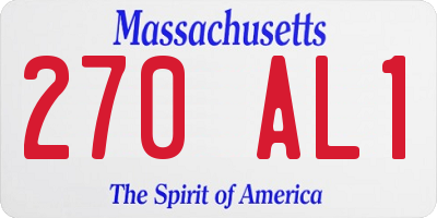 MA license plate 270AL1