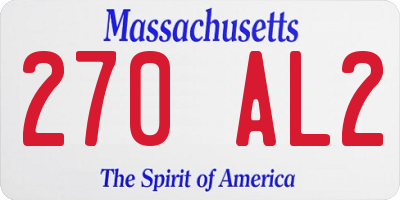 MA license plate 270AL2
