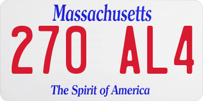MA license plate 270AL4