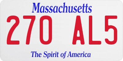 MA license plate 270AL5