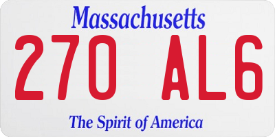 MA license plate 270AL6