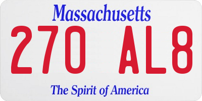 MA license plate 270AL8