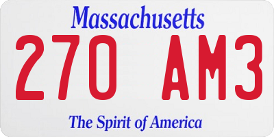 MA license plate 270AM3