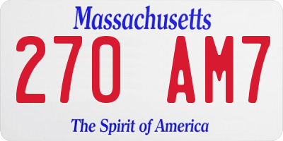 MA license plate 270AM7