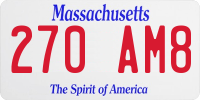 MA license plate 270AM8