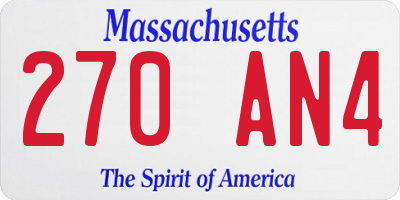 MA license plate 270AN4