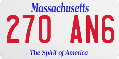 MA license plate 270AN6
