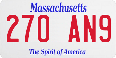MA license plate 270AN9