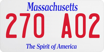 MA license plate 270AO2