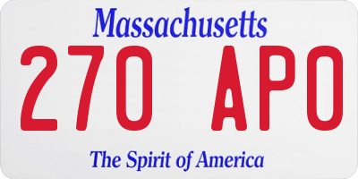 MA license plate 270AP0
