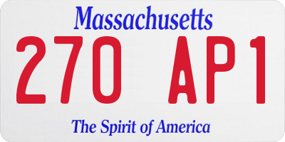 MA license plate 270AP1