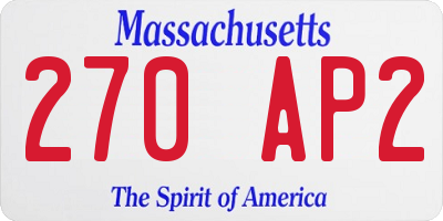 MA license plate 270AP2