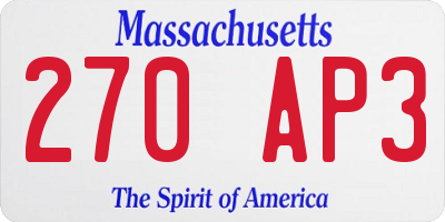 MA license plate 270AP3