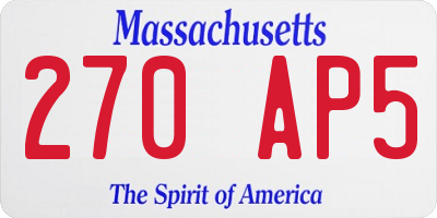 MA license plate 270AP5