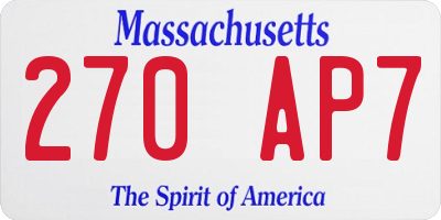 MA license plate 270AP7