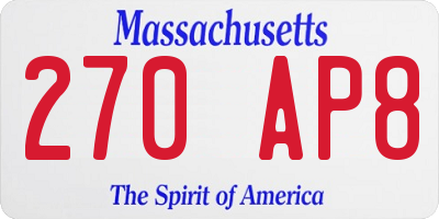 MA license plate 270AP8
