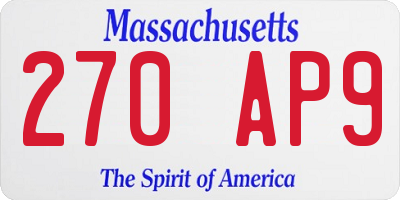 MA license plate 270AP9