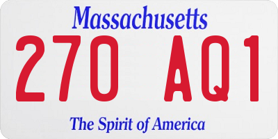 MA license plate 270AQ1