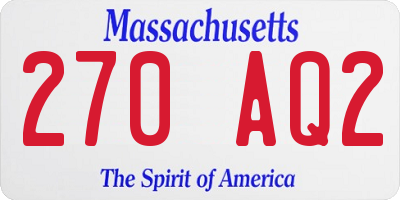 MA license plate 270AQ2