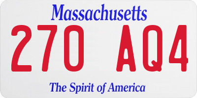 MA license plate 270AQ4