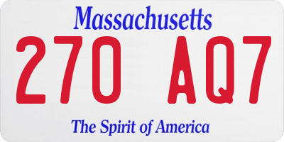 MA license plate 270AQ7