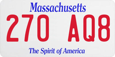 MA license plate 270AQ8