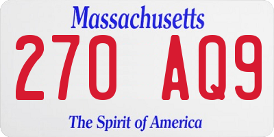MA license plate 270AQ9