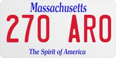MA license plate 270AR0