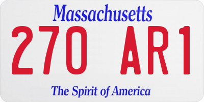 MA license plate 270AR1