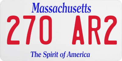 MA license plate 270AR2