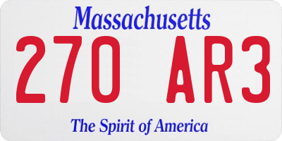 MA license plate 270AR3