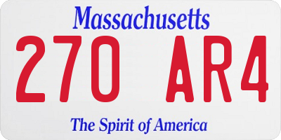 MA license plate 270AR4