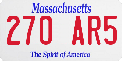 MA license plate 270AR5