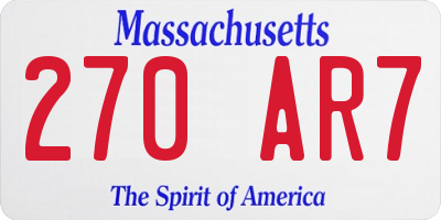 MA license plate 270AR7