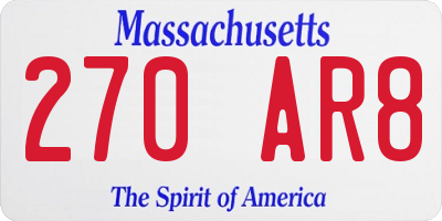 MA license plate 270AR8
