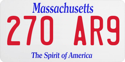 MA license plate 270AR9