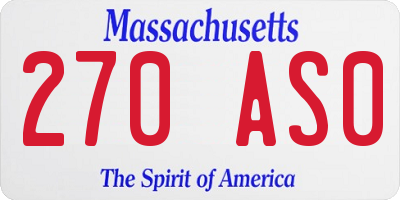 MA license plate 270AS0