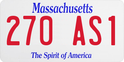 MA license plate 270AS1