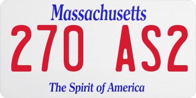 MA license plate 270AS2