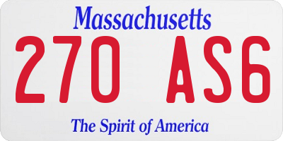 MA license plate 270AS6