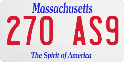 MA license plate 270AS9