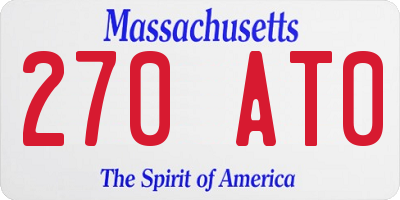 MA license plate 270AT0