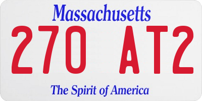 MA license plate 270AT2