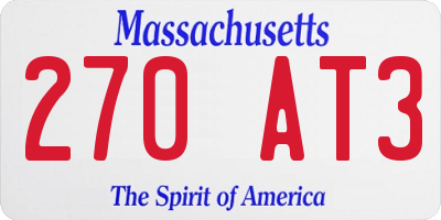 MA license plate 270AT3