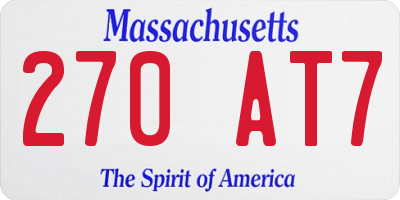MA license plate 270AT7
